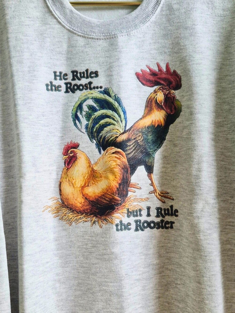 Vintage Rooster Graphic Sweatshirt Grey Crewneck - Picture 3 of 5